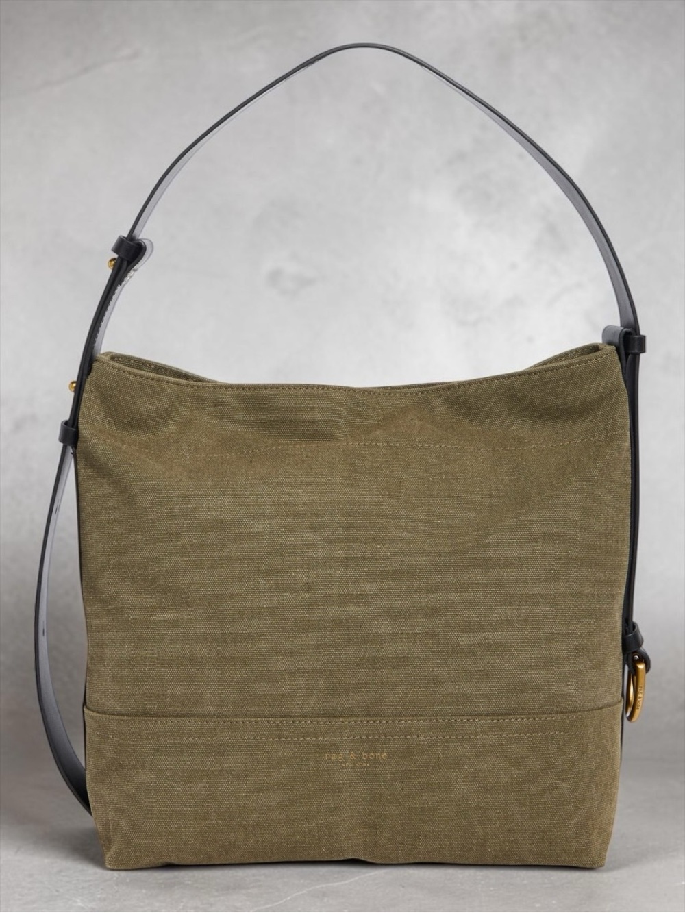 RAG & BONE Clinton Canvas Bucket Bag in Forest with Black Leather Trim - Picture 2 of 12